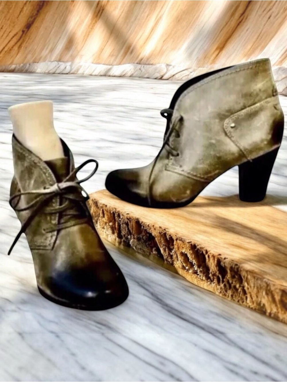 Clarks Artisan Nubuck Leather Ankle Boot Heeled